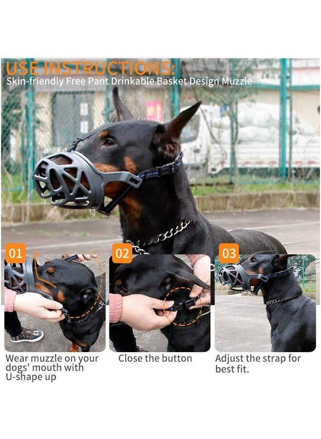 Sage Square Dog Muzzle,Soft Basket Silicone Muzzles For Dog, Best To Prevent Biting, Chewing And Barking, Allows Drinking And Panting (Large)  - Image 4