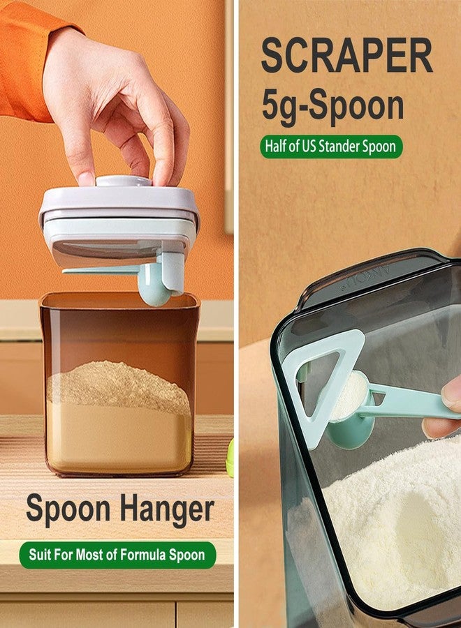 Ankou One-Push Formula Container, 2300ml Formula Dispenser with Scoop and Scraper, Milk Powder Container with Lids, BPA-Free Airtight Food Storage Container 1000g Large Capacity,Dark Brown, Rectangle - Image 3