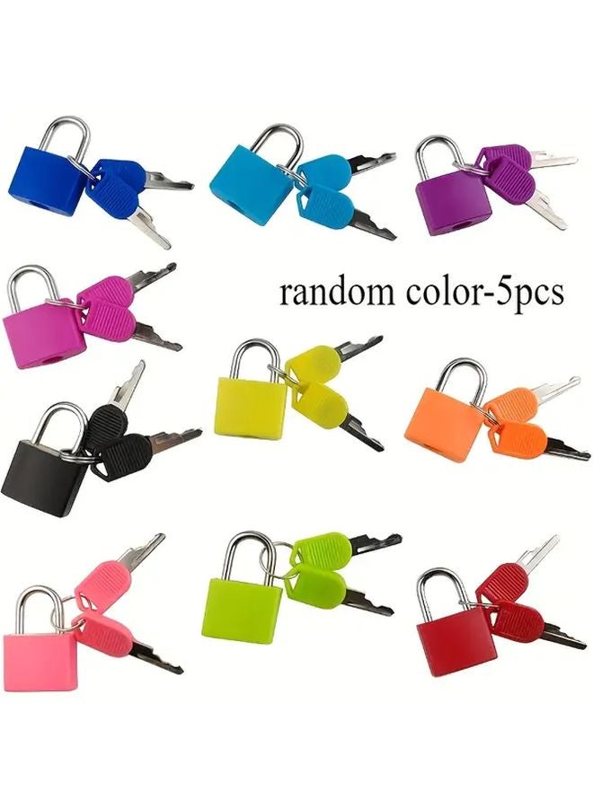 5pcs Mini Padlocks with Keys Assorted Colors Durable Alloy Plastic Safety Locks for Gym School Luggage - Image 1