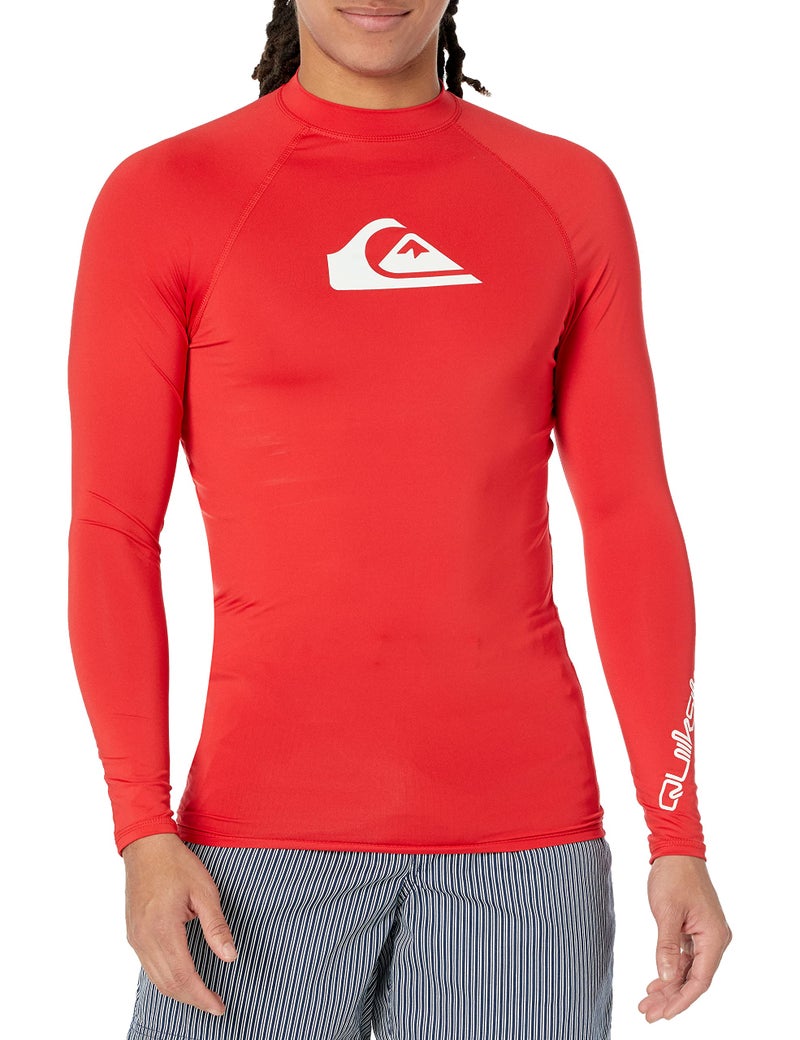 Quiksilver Mens All Time Long Sleeve Rashguard UPF 50 Sun Protection Surf Shirt Quik RED XLarge - Image 2