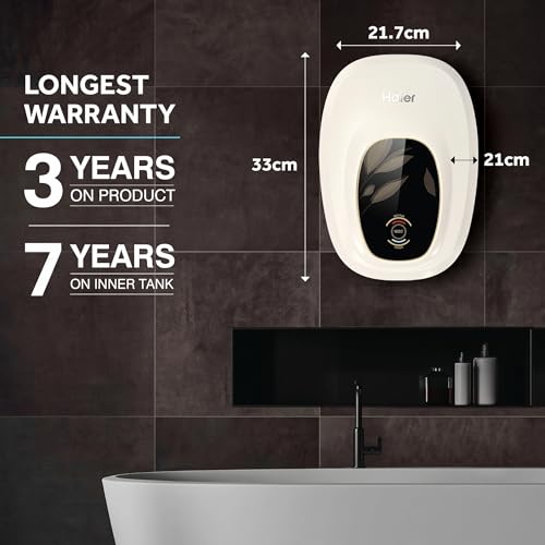 Haier Pret 3 Litres Instant Water Heater (Geyser) With Glasslined Tank| 3000W Fast Heating Element| Rust Proof Body| 7 Years Tank Warranty| 3 Years Comprehensive Warranty| Ivory, Wall - Image 2