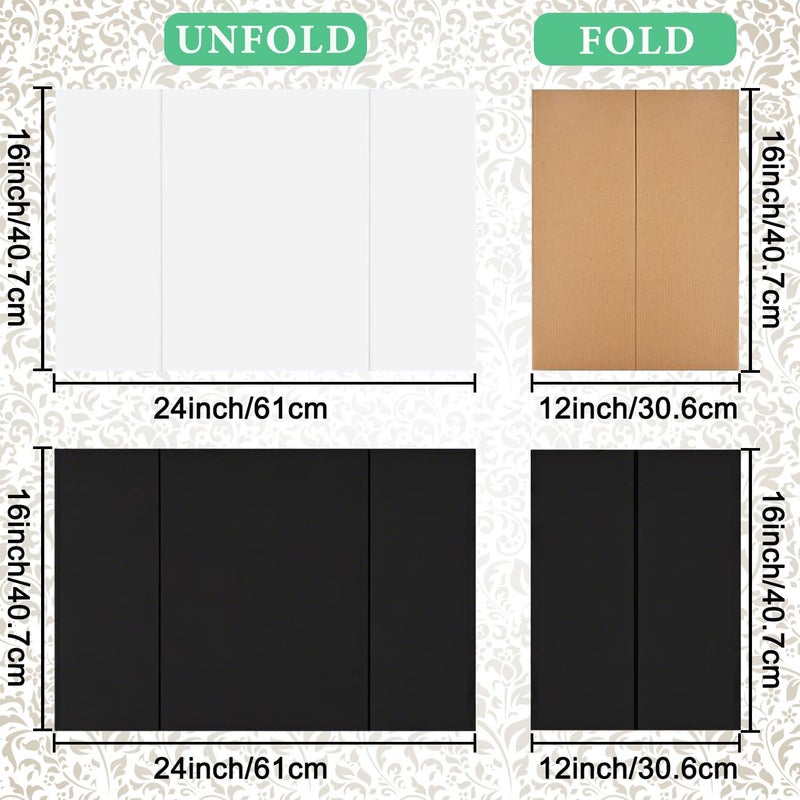 LonlyEagle 4-Pack Trifold Display Boards, Black+White 24 x 16 Inches Tri-Fold Corrugated Presentation Boards for Classroom Projects, Science Fairs, Business Events, and Exhibits - Image 3