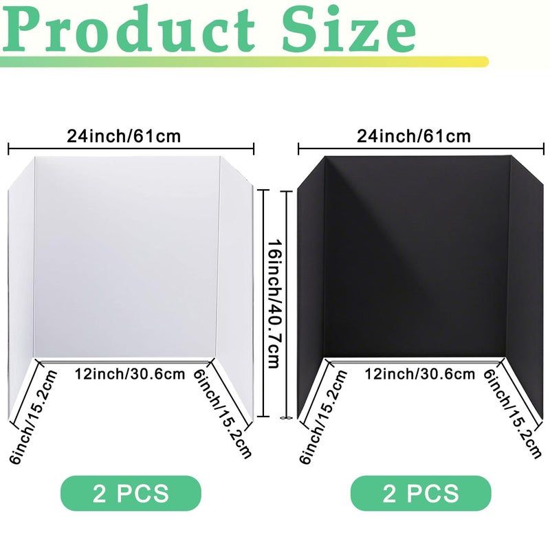 LonlyEagle 4-Pack Trifold Display Boards, Black+White 24 x 16 Inches Tri-Fold Corrugated Presentation Boards for Classroom Projects, Science Fairs, Business Events, and Exhibits - Image 2