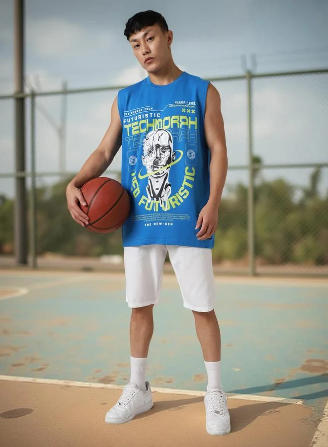 Hubberholme Men Futurestic Printed Sleeveless T-Shirt