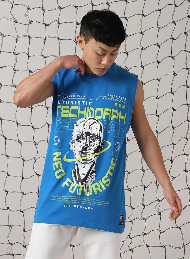 Hubberholme Men Futurestic Printed Sleeveless T-Shirt