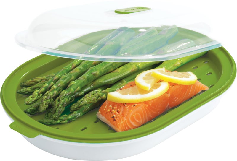 GoodCook Everyday Microwave Steamer  Vegetable  Fish Cooker Microwave Cookware Preserves Vitamins  Nutrients Quick Dinner  Meals Adjustable Steam Release Vent