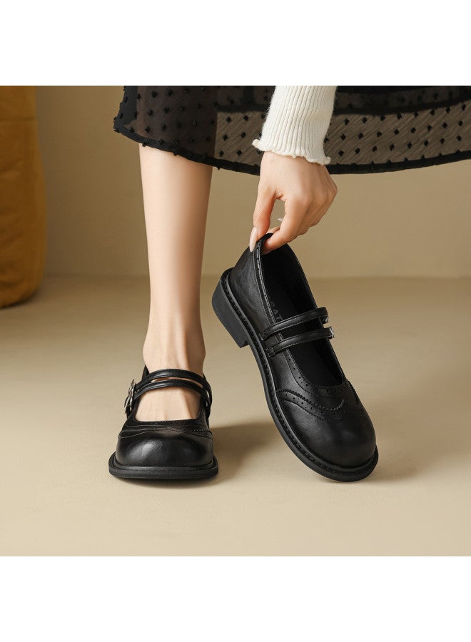 St&Sat Vintage Mary Jane Shoes Fashion Versatile Lightweight Commuter Shoes Petite Height-increasing Loafers Casual Shoes Women's Flats - Image 3