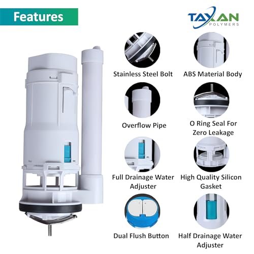 TAXAN POLYMERS TAXAN Dual Siphon Flush Valve 10 Inches – Durable ABS Dual Flush Mechanism (3L/6L) | DIY Flush Tank Kit and Fittings for One-Piece Western Toilets | Water-Saving Leak-Proof | 1 Siphon Unit Only - Image 4
