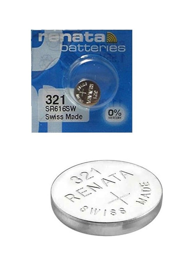 Renata wristwatch battery - Swiss made, 1.55V button cell, Renata Long Life Battery, Strap (1 pcs) 321-1, SR616SW - Image 1