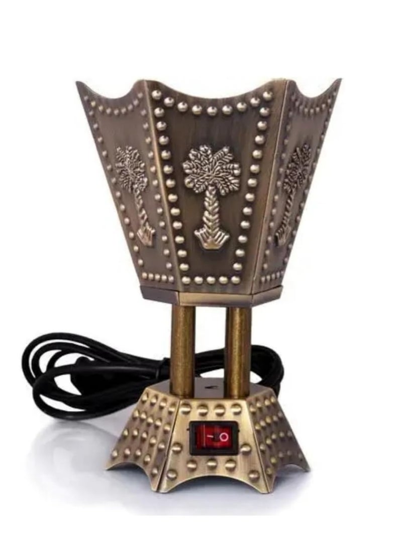 Portable Electric Incense Burner. Antique Arabic Resin and Oud Incense Holder, Aromatherapy Diffuser for Yoga, Spa, Aromatherapy, Home and Office Decor (Brown Palm Incense Burner) - Image 1