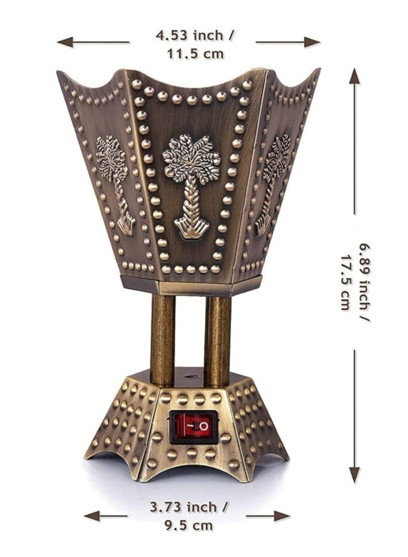 Portable Electric Incense Burner. Antique Arabic Resin and Oud Incense Holder, Aromatherapy Diffuser for Yoga, Spa, Aromatherapy, Home and Office Decor (Brown Palm Incense Burner) - Image 2