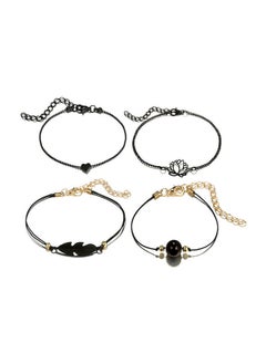 4-Piece Heart Flower Shape Chain Anklet
