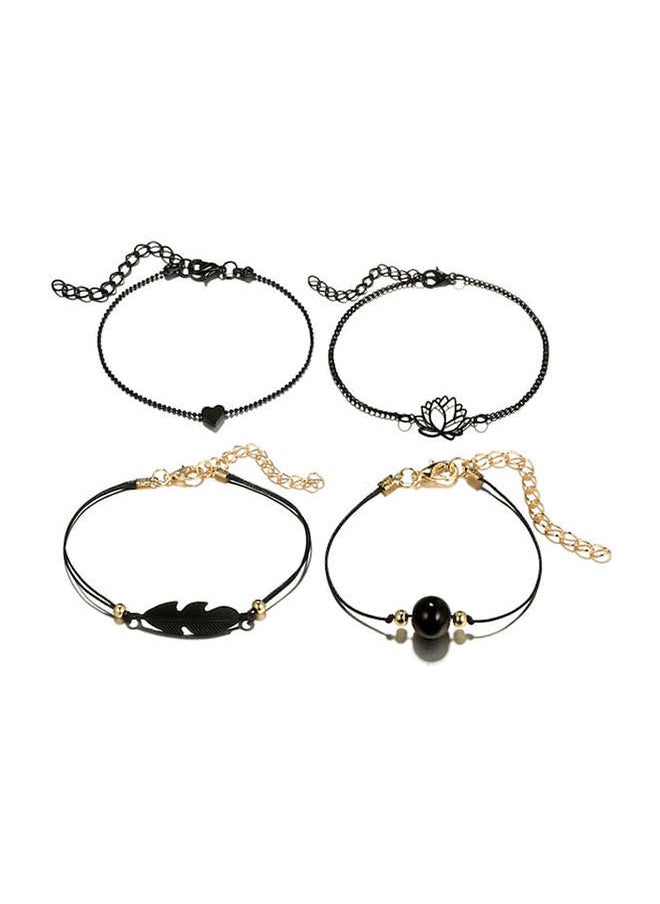 NIBEMINENT - 4-Piece Heart Flower Shape Chain Anklet - Image 1