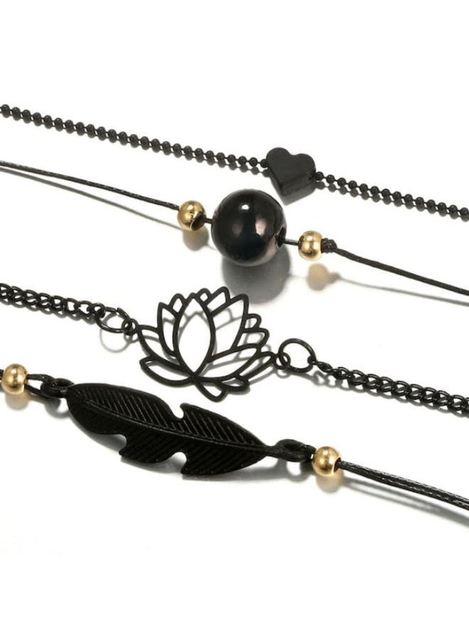 NIBEMINENT - 4-Piece Heart Flower Shape Chain Anklet - Image 1