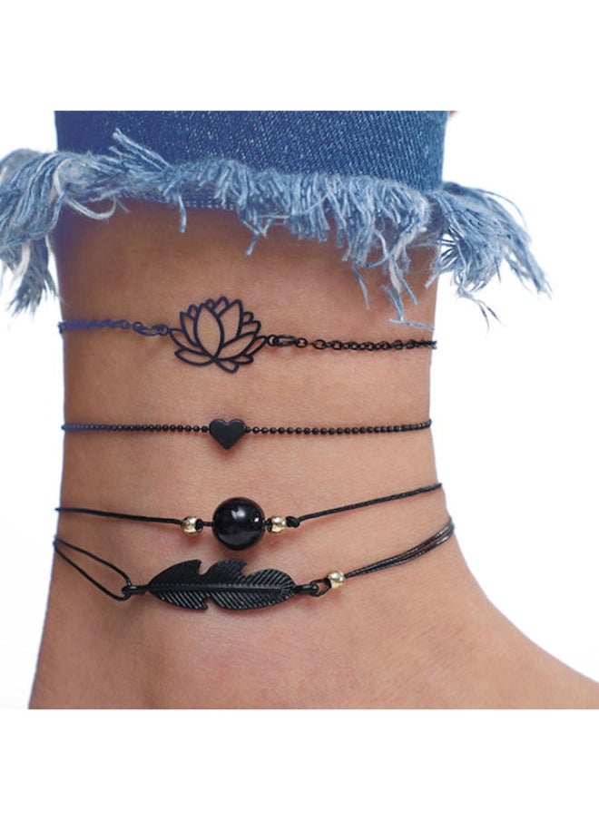 NIBEMINENT - 4-Piece Heart Flower Shape Chain Anklet - Image 1