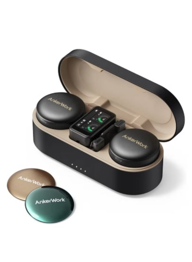ميكروفون لاسلكي AnkerWork M650، مزود بخاصية إلغاء الضوضاء الاحترافية، مدى إرسال يصل إلى 200 متر، بطارية تدوم 15 ساعة، أغطية مغناطيسية ملونة قابلة للتبديل، التقاط صوت ثنائي القناة عالي الجودة، ميكروفون لاسلكي مثالي لمدونات الفيديو - Image 1
