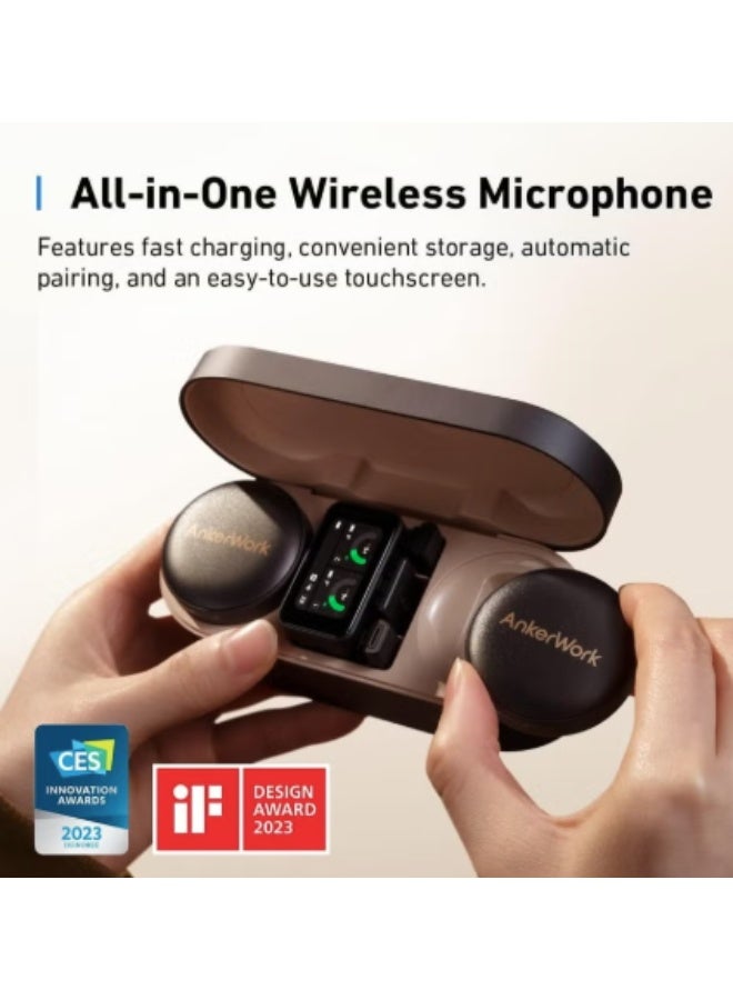 ميكروفون لاسلكي AnkerWork M650، مزود بخاصية إلغاء الضوضاء الاحترافية، مدى إرسال يصل إلى 200 متر، بطارية تدوم 15 ساعة، أغطية مغناطيسية ملونة قابلة للتبديل، التقاط صوت ثنائي القناة عالي الجودة، ميكروفون لاسلكي مثالي لمدونات الفيديو - Image 2