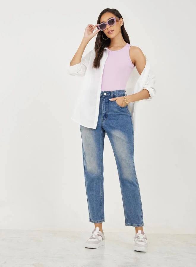 ستايلي Mid Rise Ankle Length Mom Fit Jeans
