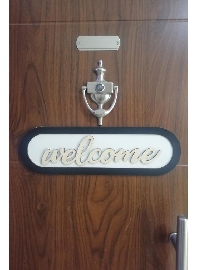 HELLOVE - Welcome Written Door Ornament Wooden Door Ornament Decorative Wall Ornament - Image 1