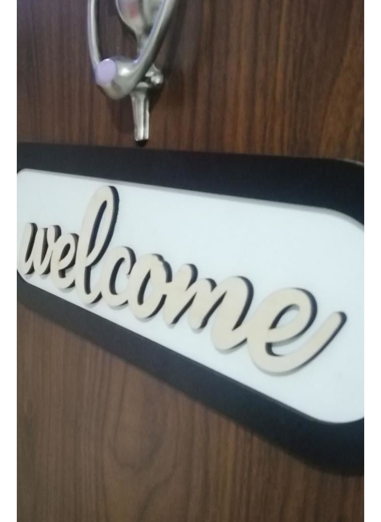 HELLOVE - Welcome Written Door Ornament Wooden Door Ornament Decorative Wall Ornament - Image 1