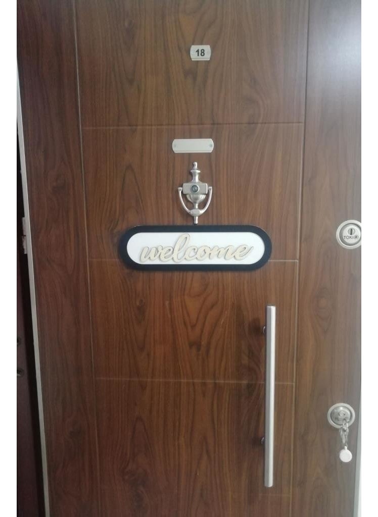 HELLOVE - Welcome Written Door Ornament Wooden Door Ornament Decorative Wall Ornament - Image 1