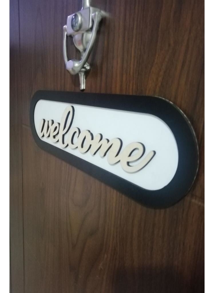HELLOVE - Welcome Written Door Ornament Wooden Door Ornament Decorative Wall Ornament - Image 1