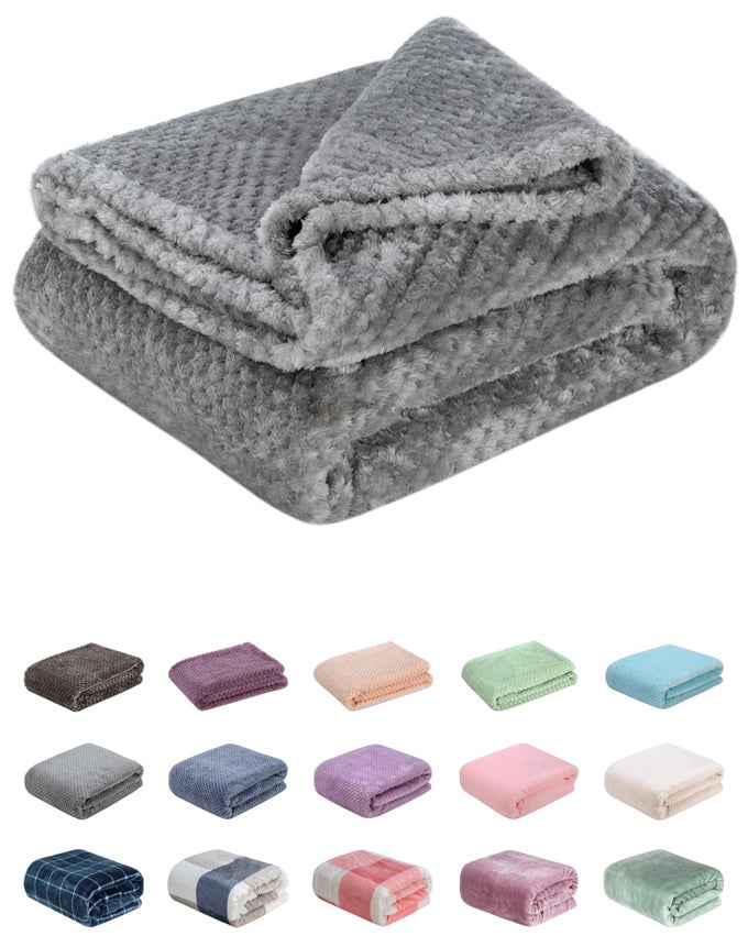 FUZZY THROW BLANKET PLUSH FLEECE BLANKETS FOR ADULTS TODDLER BOYS AND GIRLS WARM SOFT BLANKETS AND THROWS FOR BED COUCH SOFA TRAVEL AND OUTDOOR CAMPING 40WX60L MFLINT GRAY