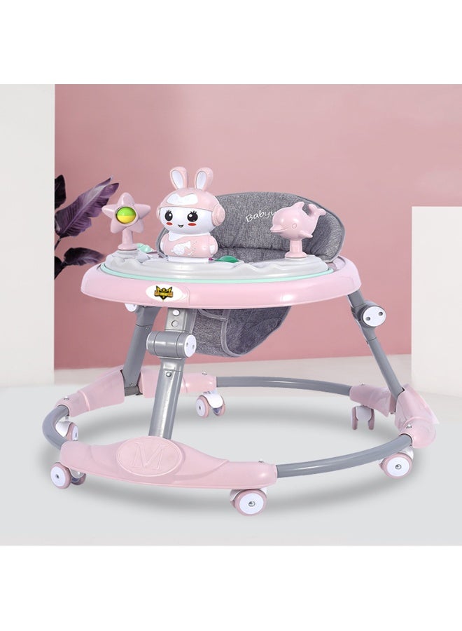 Gold Mantis Adjustable Baby Walker with Activity Tray, Foldable Infant Learning Walker with 360° Wheels, Safety Seat, Height Adjustable Toddler Walking Trainer (Pink) - Image 3