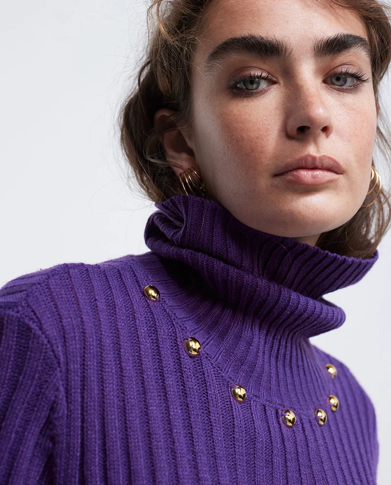 لولا كساديمونت سترة بياقة عالية مرصعة