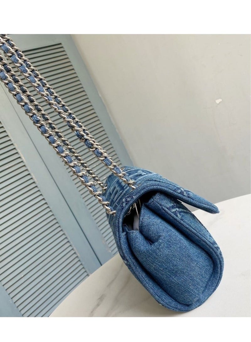 Burch New Fleming Denim Crossbody Shoulder Bag 22*14*14cm - Image 3