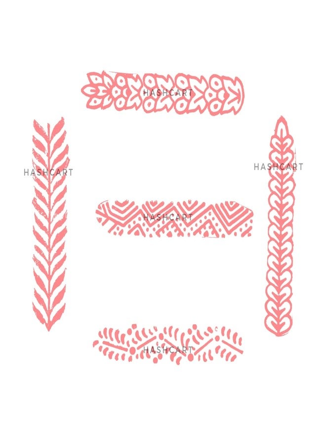 TWOGRAMS Border Shaped Wooden Block Printing Stamp - Wooden Blocks for Block Printing for Scrapbooking Saree Border Clay Pottery Henna | TwoGrams | Set of 5 | - Image 3