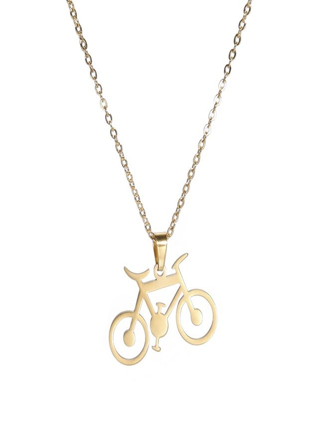 EUEAVAN Bicycle Sport Pendant Necklace Travel Traveler Charm Cyclist Choker Jewelry Gifts for Cycling Lovers Women (gold) - Image 1