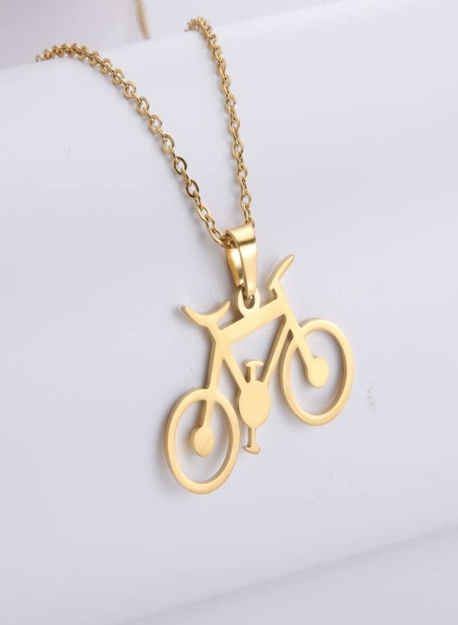 EUEAVAN Bicycle Sport Pendant Necklace Travel Traveler Charm Cyclist Choker Jewelry Gifts for Cycling Lovers Women (gold) - Image 4