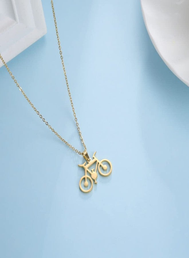 EUEAVAN Bicycle Sport Pendant Necklace Travel Traveler Charm Cyclist Choker Jewelry Gifts for Cycling Lovers Women (gold) - Image 5