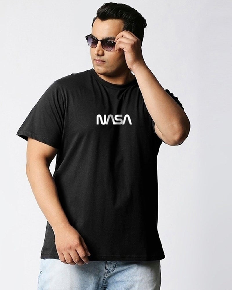 bewakoof Men's Black Universal Astro Graphic Printed Oversized Plus Size T-shirt - Image 2