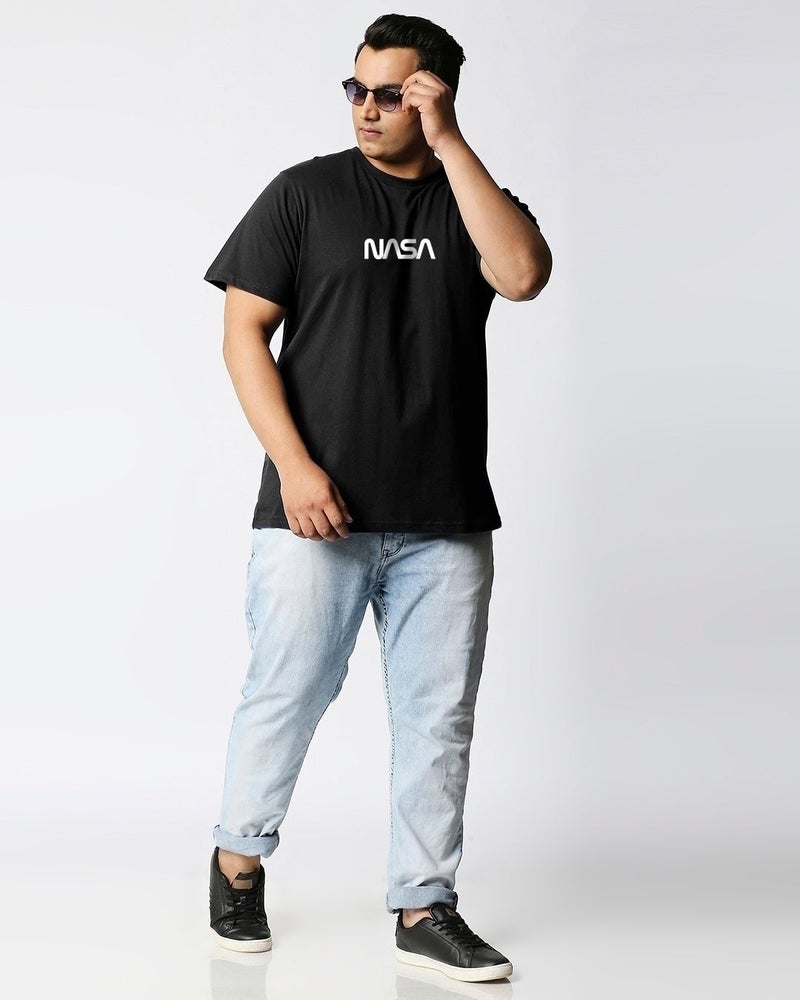 bewakoof Men's Black Universal Astro Graphic Printed Oversized Plus Size T-shirt - Image 4