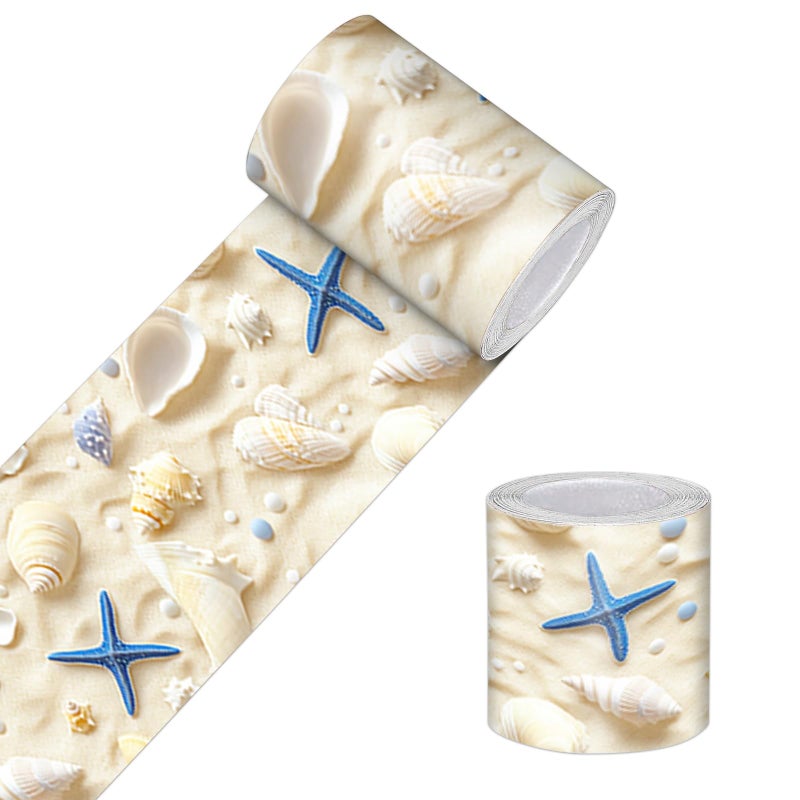 HOMETITUTE Wallpaper Border Peel and Stick Wall Border Sandy Seashell Decorative Wall Trim Self Adhesive Border for Walls Mirror Frame Accent Strip for Bedroom Bathroom Kitchen Living Room 4x196 Inch - Image 2