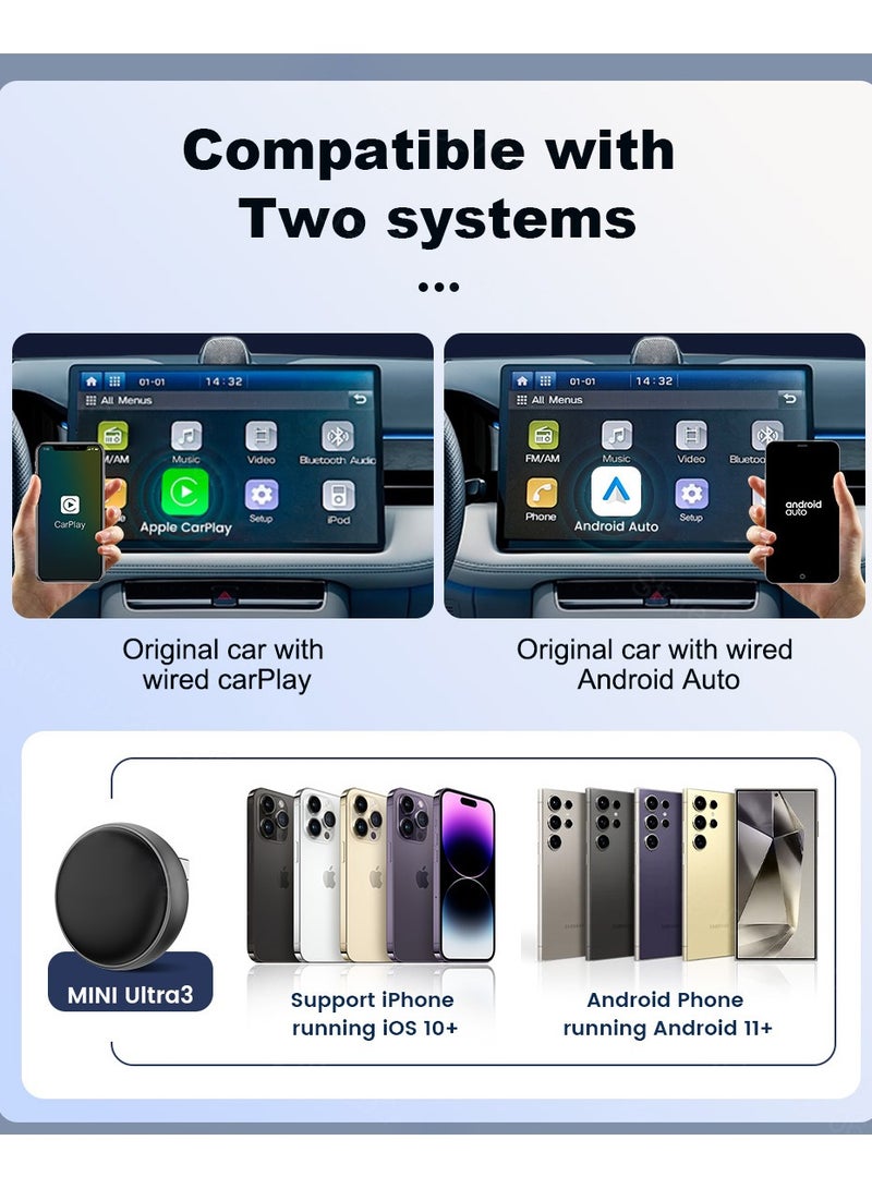 BlueFire Mini Ultra 3 Wireless Android Auto & CarPlay Adapter Dongle - 5.8GHz WiFi & BT 5.0 Auto Connect, Plug & Play USB for Toyota, Mazda, Kia, Volvo & More - Compact Portable Car Stereo Upgrade - Image 4