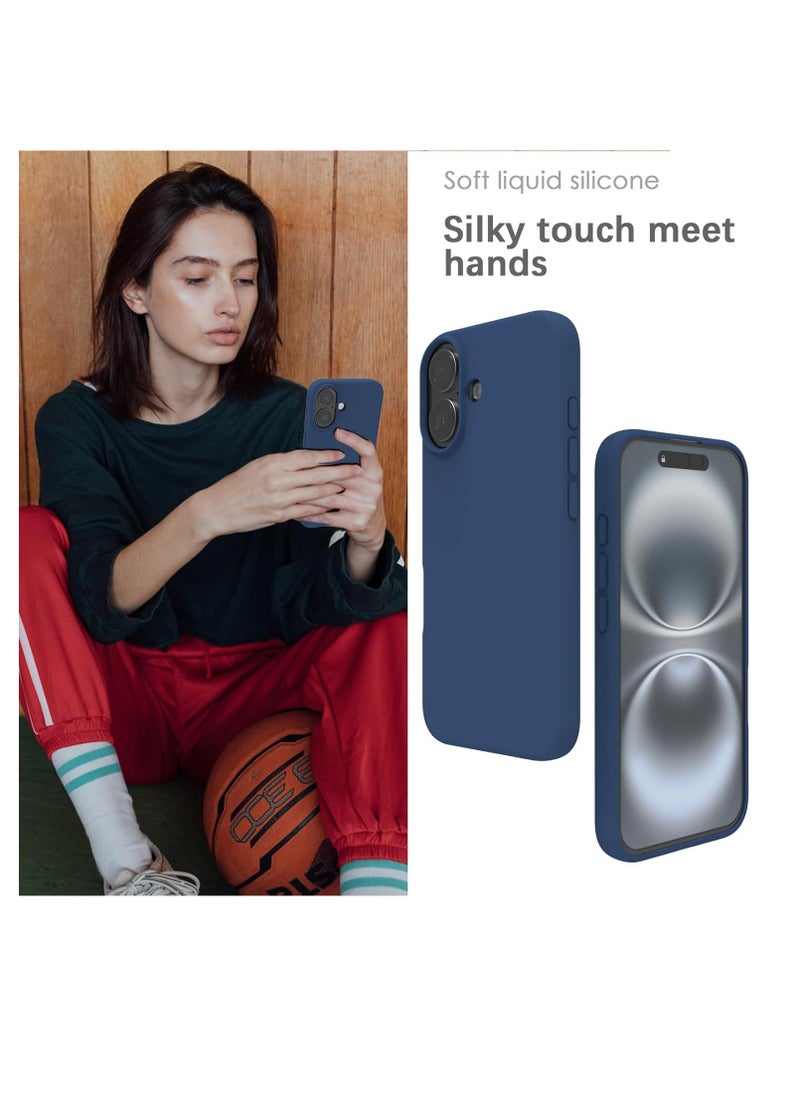 Generic Silicone Case for iPhone 16 Plus, Soft-Touch, Shockproof, DustProof, Antiskid Full Body Armour Phone Cover for Apple iPhone 16 Plus - Dark Blue  - Image 3