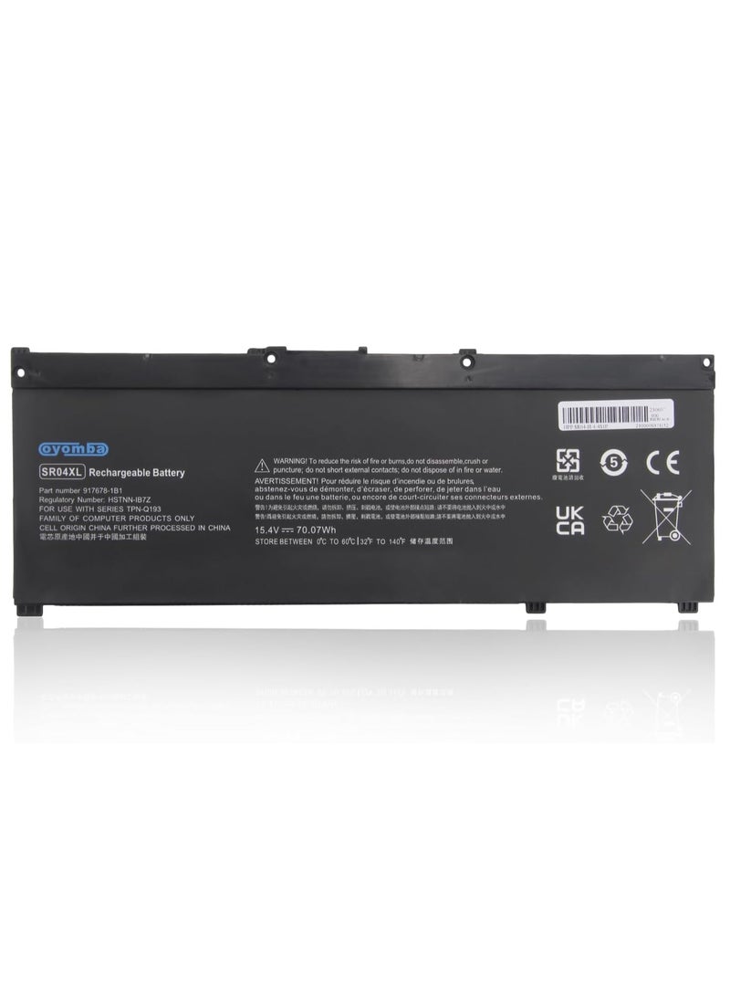 SR04XL Battery for HP OMEN 15 2018 15-CE0XX 15-CE015DX 15-DC0XX Pavilion 15- 15-CB041NR 15-CX0056WM Series 917724-855 917678-1B1 HSTNN-DB7W HSTNN-IB7Z Support 12V Lithium - Image 1