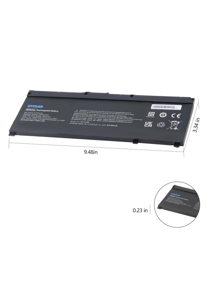 SR04XL Battery for HP OMEN 15 2018 15-CE0XX 15-CE015DX 15-DC0XX Pavilion 15- 15-CB041NR 15-CX0056WM Series 917724-855 917678-1B1 HSTNN-DB7W HSTNN-IB7Z Support 12V Lithium - Image 5