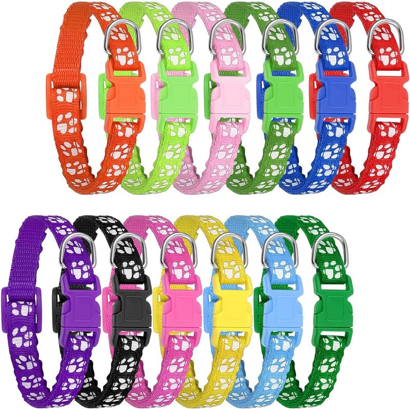 Chenkaiyang 12 Pack Puppy Collars for Litter, Adjustable Puppy ID Collars Soft Nylon Whelping Collars for Newborn Litter Pets Medium - Image 1