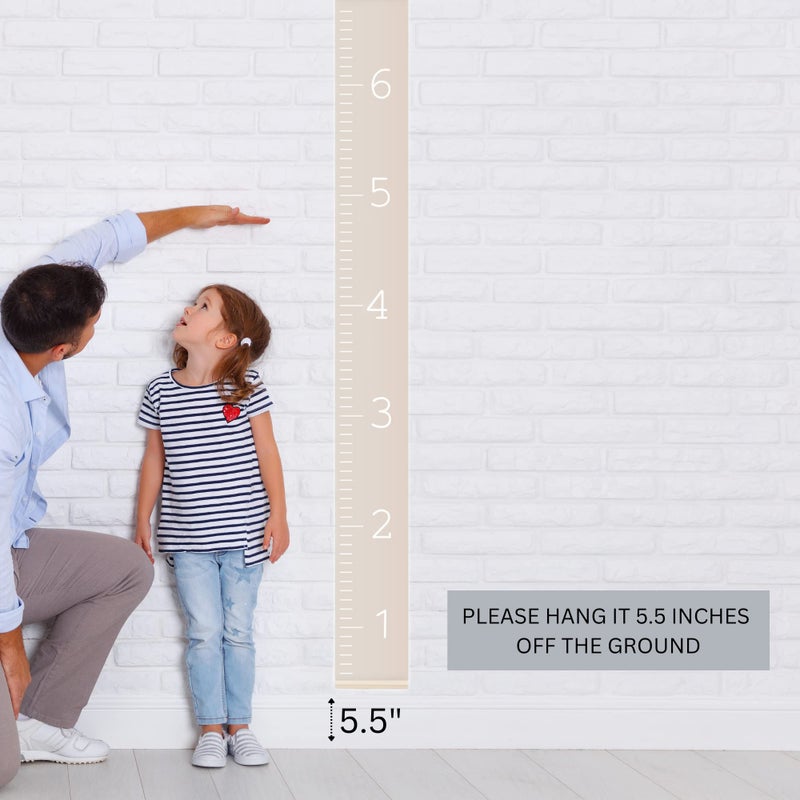 Morxy Canvas Growth Chart for Kids - Unisex Kids Room Wall Decor - Measuring Height Chart- Wall Tape with Height Chart for Kids (Canvas, Plain Beige) - Image 3