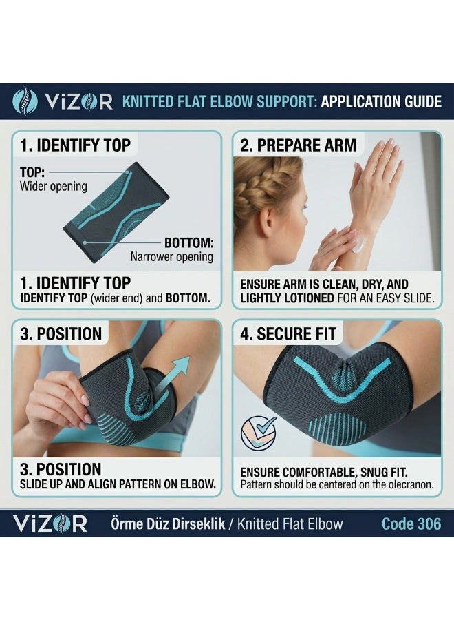 Vizor واقي الكوع Vizor – دعم رياضي وطبي، واقيات كوع رياضية ضاغطة، واقيات كوع للياقة البدنية وركوب الدراجات، لتخفيف آلام المفاصل – المقاسات: من S إلى XXL - Image 5