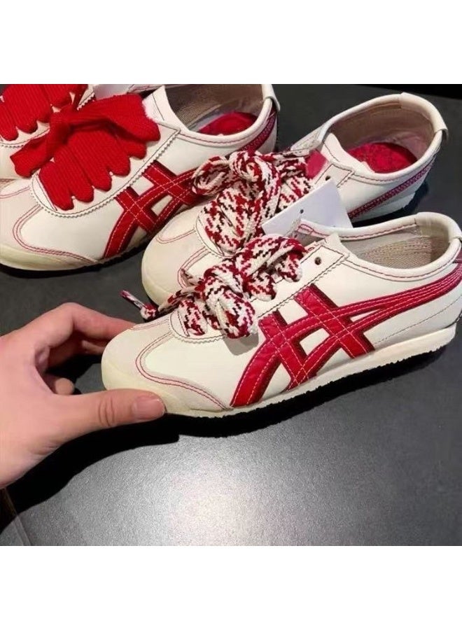 Onitsuka Tiger أحذية رياضية عتيقة محدودة من سنة الثعبان - أحذية موضة كاجوال بيضاء وحمراء - Image 1