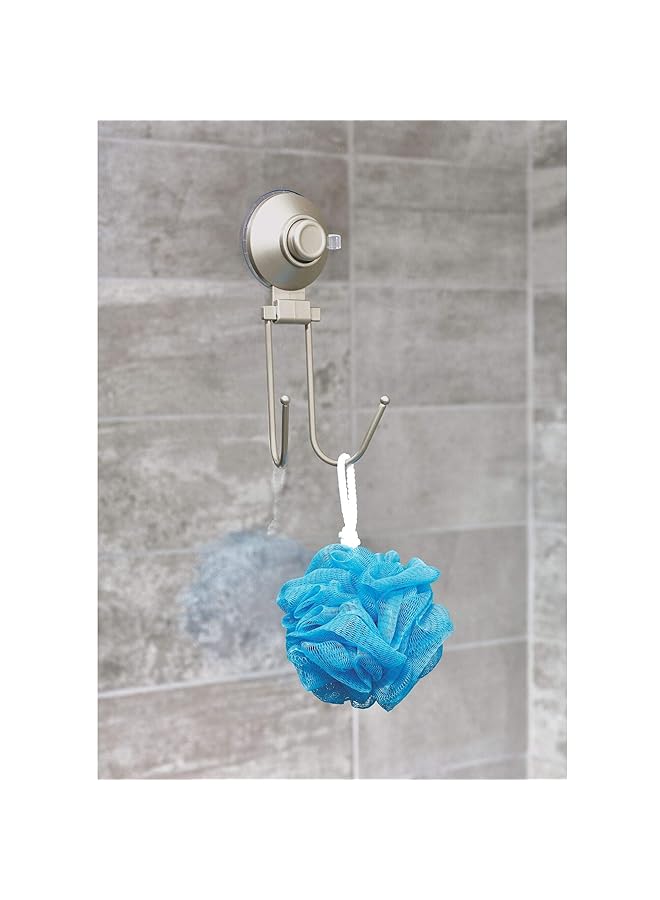 InterDesign Everett Push Lock Suction Bathroom Double Hook For Towels Loofahs And 2.43 Inch X 3.17 Inch X 6.71 Inch Satin - Image 4