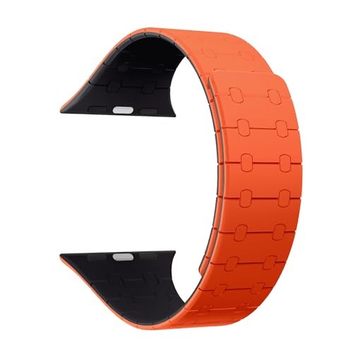 DailyObjects Silicone Mag Grip Loop Watch Strap Compatible with Apple Watch Series 9/8/7 41mm, SE2/SE/6/5/4 40mm, Series 3 38mm | Series10 42mm Neon Orange -Watch Not Included - Image 2