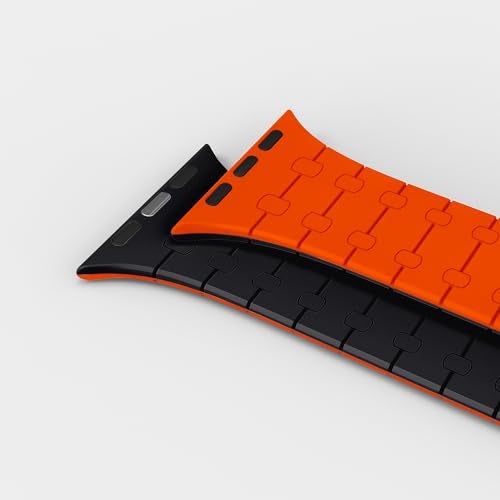 DailyObjects Silicone Mag Grip Loop Watch Strap Compatible with Apple Watch Series 9/8/7 41mm, SE2/SE/6/5/4 40mm, Series 3 38mm | Series10 42mm Neon Orange -Watch Not Included - Image 4