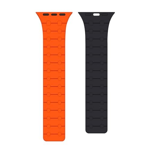 DailyObjects Silicone Mag Grip Loop Watch Strap Compatible with Apple Watch Series 9/8/7 41mm, SE2/SE/6/5/4 40mm, Series 3 38mm | Series10 42mm Neon Orange -Watch Not Included - Image 3