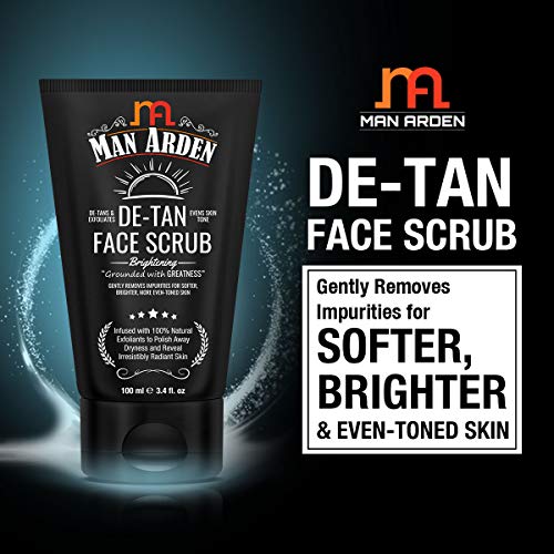Man Arden De Tan Brightening Face Scrub 100ml - De-Tans & Exfoliates Skin - With Vitamin C - Image 3
